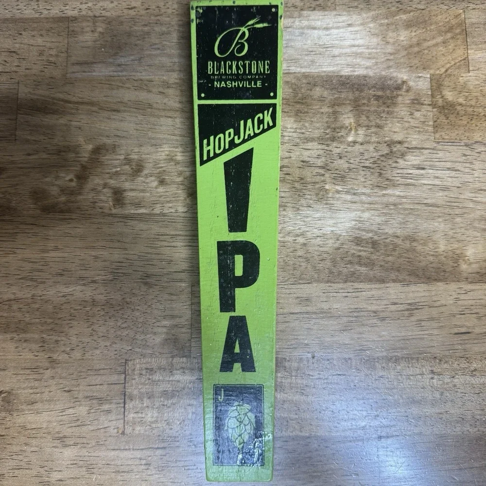 Blackstone Brewing HopJack IPA Beer Tap Handle Nashville TN Wood Green Bar Decor